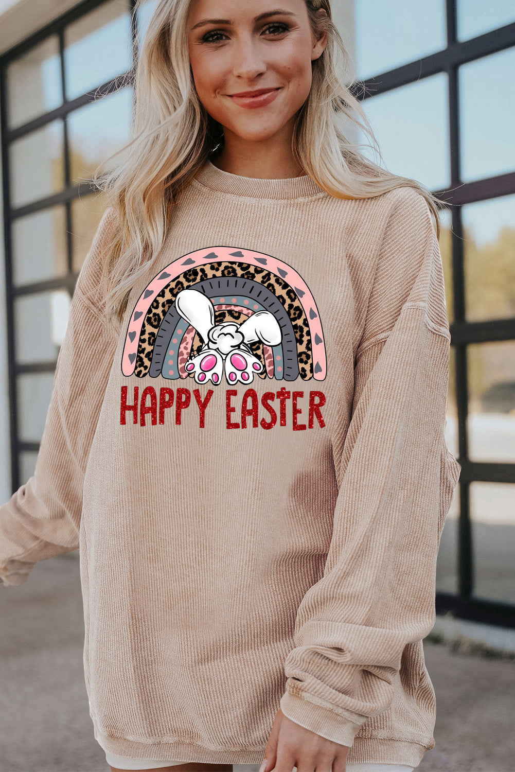 Bunny Vibes Ribbed Corduroy Oversized Pullover