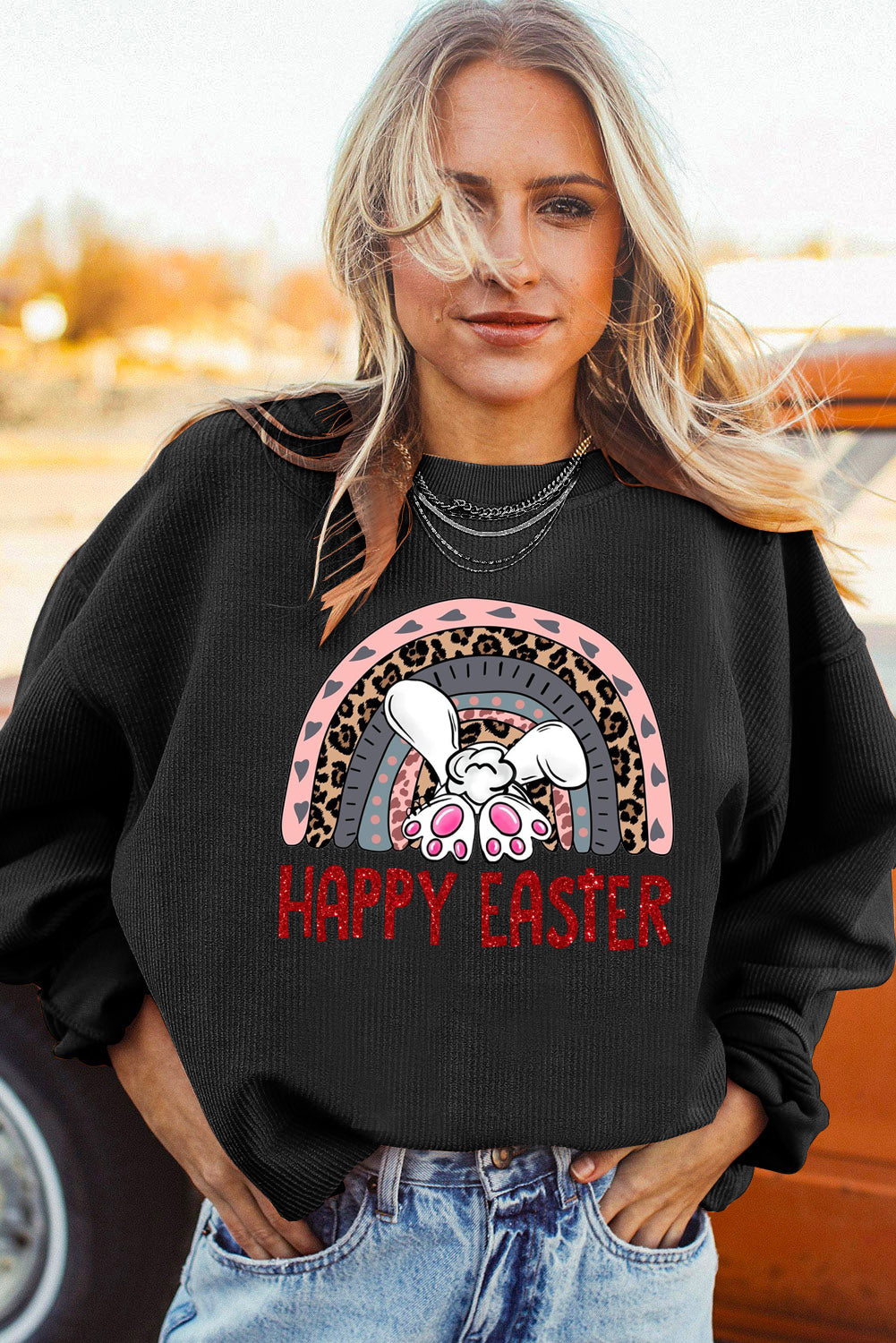 Bunny Vibes Ribbed Corduroy Oversized Pullover