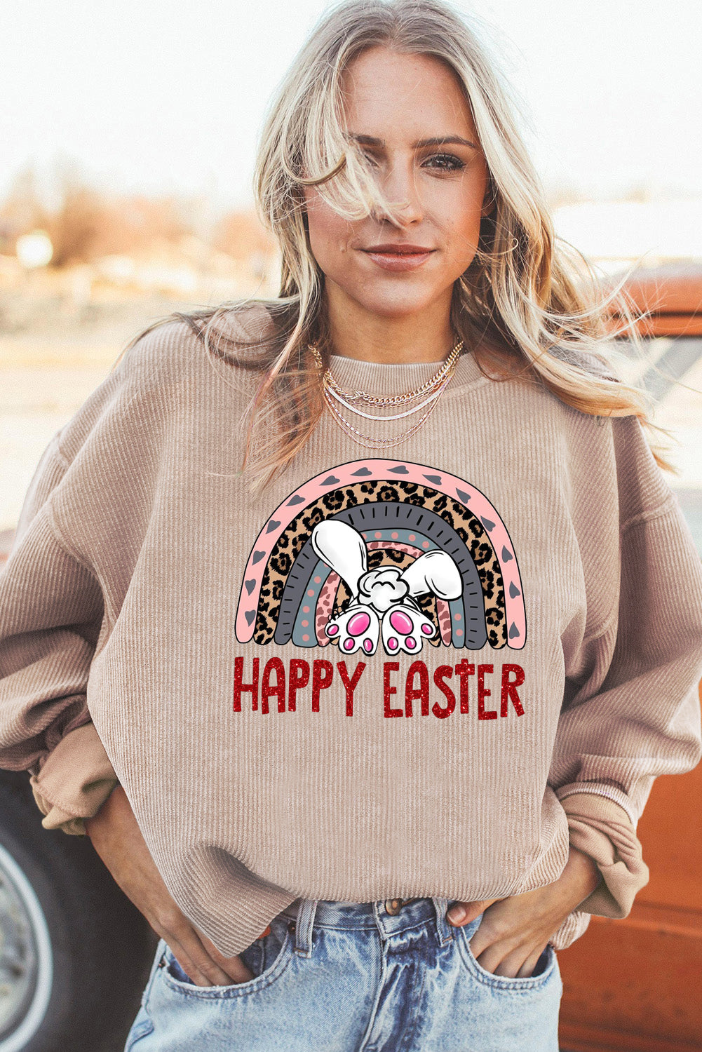 Bunny Vibes Ribbed Corduroy Oversized Pullover