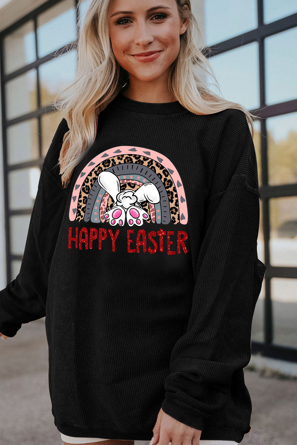 Bunny Vibes Ribbed Corduroy Oversized Pullover