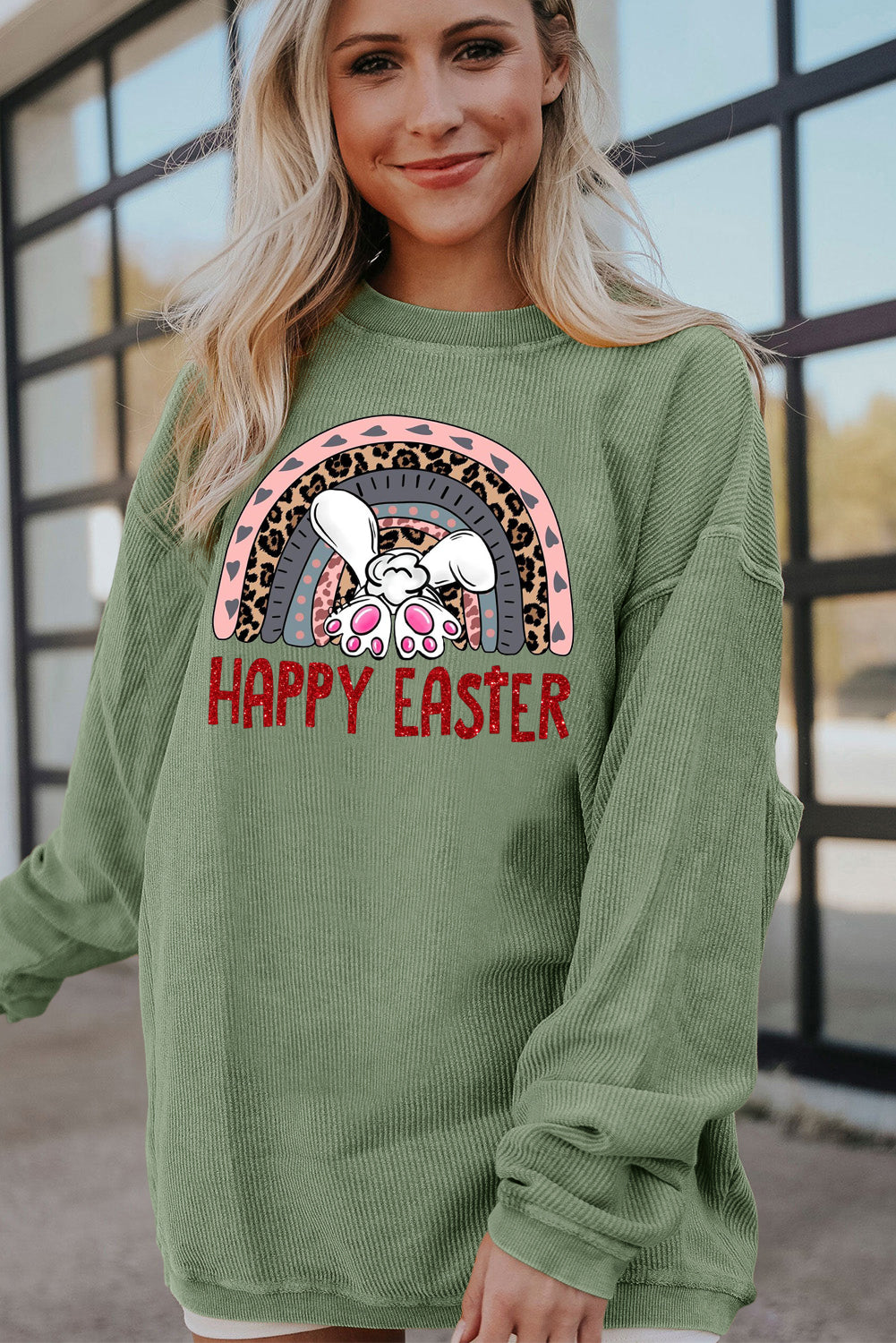 Bunny Vibes Ribbed Corduroy Oversized Pullover