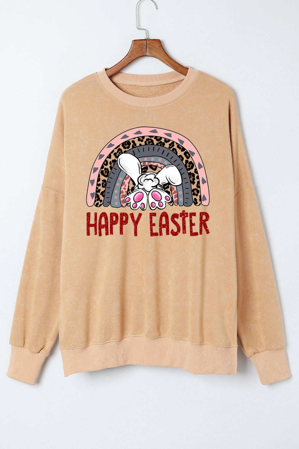 Bunny Vibes Drop Shoulder Ribbed Trim Oversized Sweatshirt
