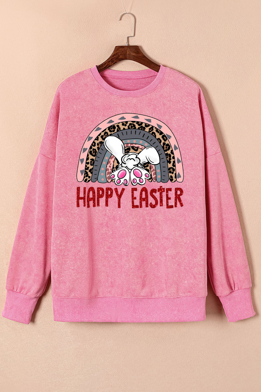 Bunny Vibes Drop Shoulder Ribbed Trim Oversized Sweatshirt