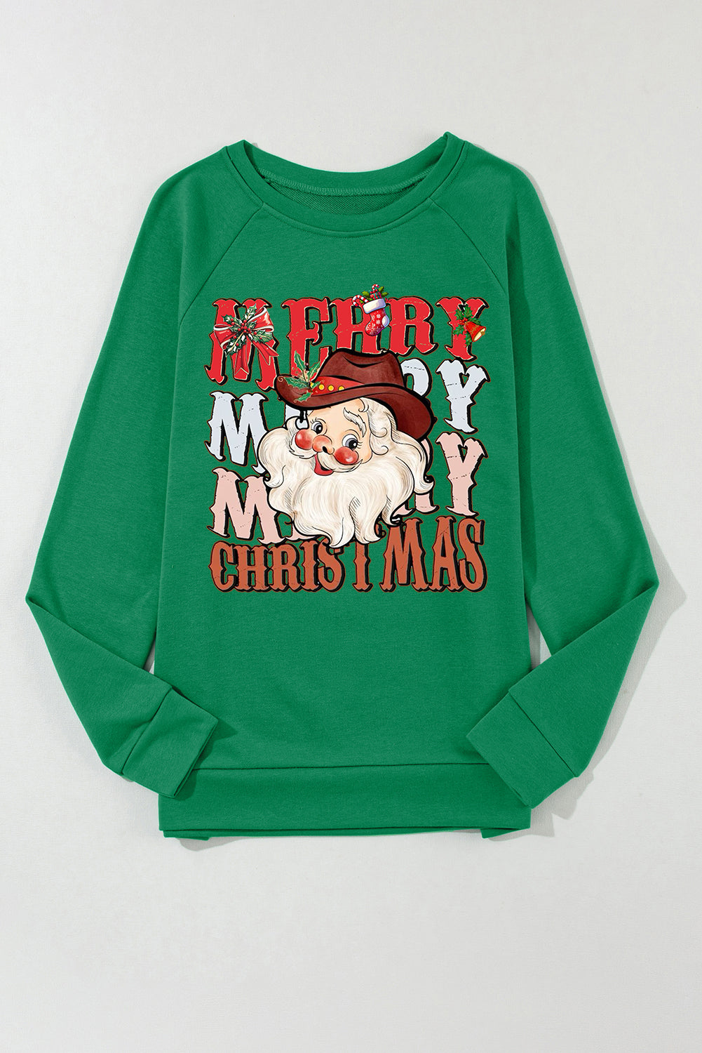Merry Christmas Solid Color Crew Neck Pullover Sweatshirt