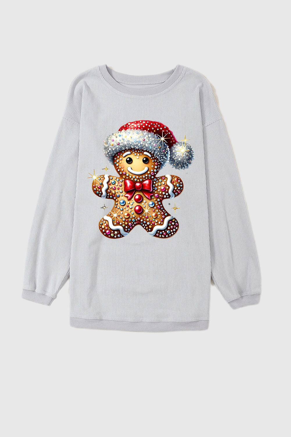 Santa Hat Bear Crew Neck Pattern Pullover Sweatshirt
