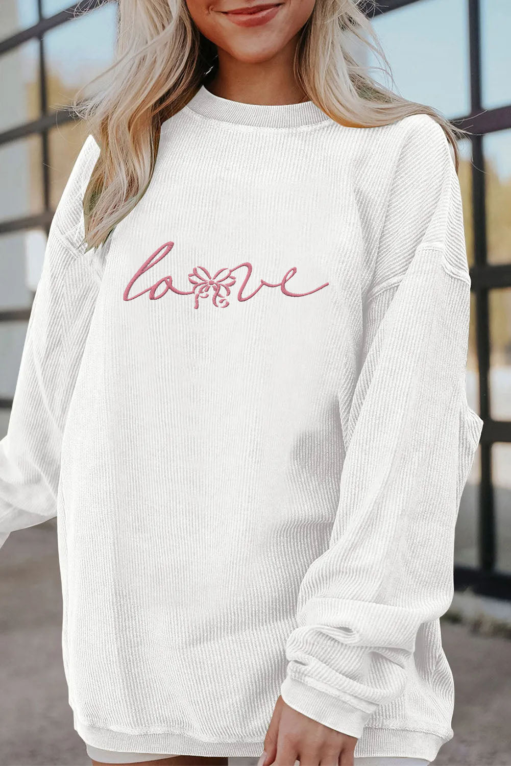 Valentine’s Day Script Love Bow Graphic Sweatshirt