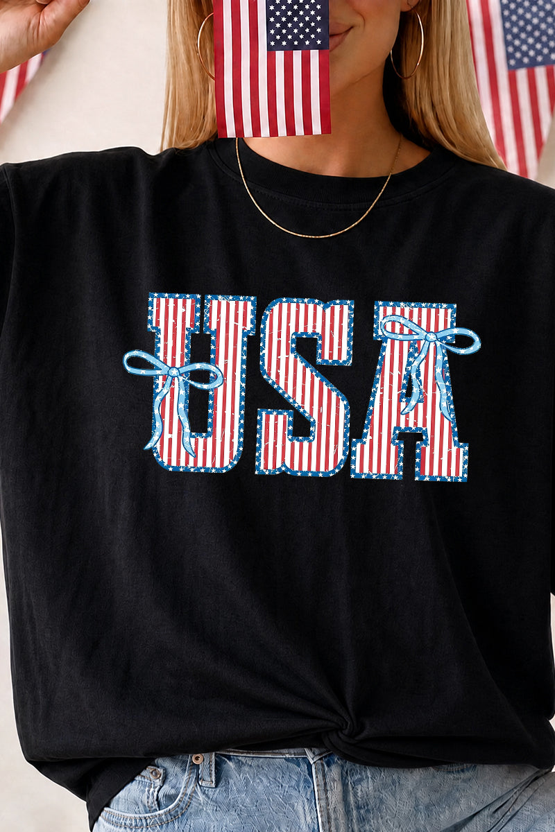 USA Bow Graphic Independence Day Oversized Tee