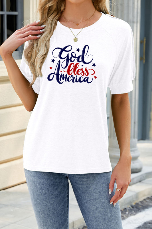 God Bless America Graphic Rayon Tee Boutique Patriotic Top