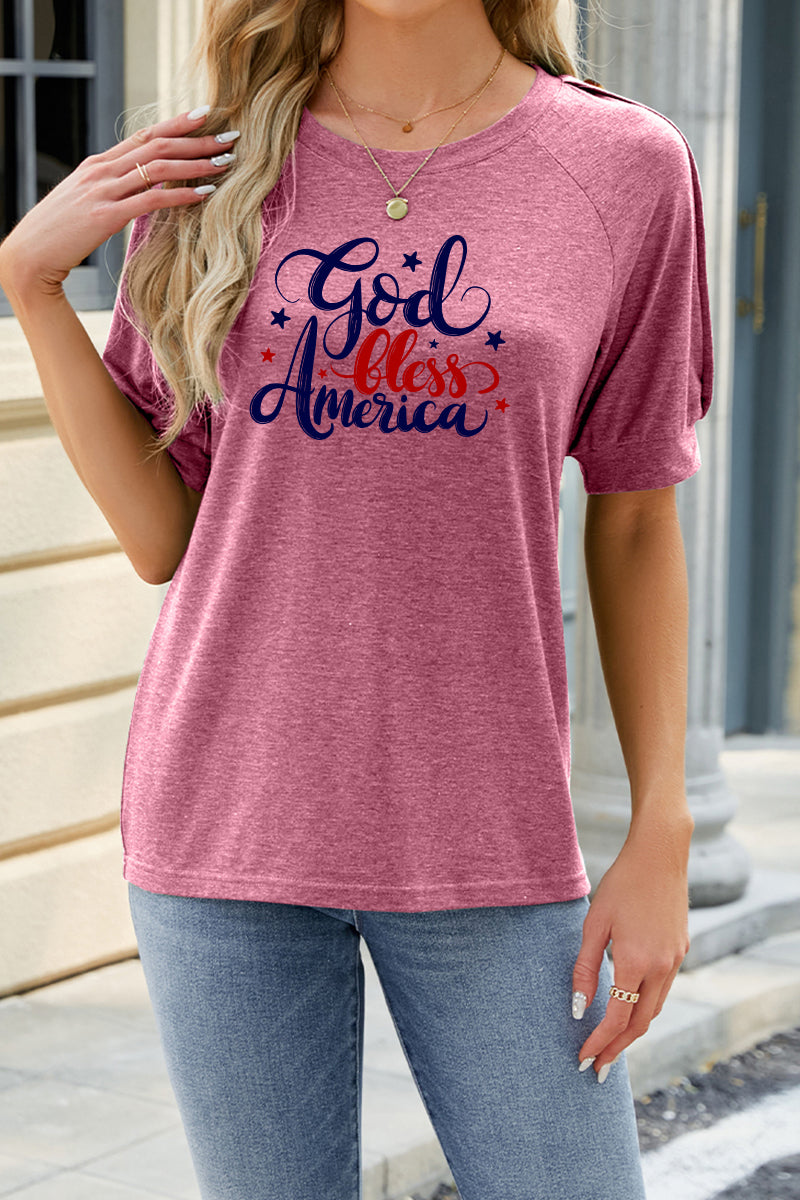 God Bless America Graphic Rayon Tee Boutique Patriotic Top