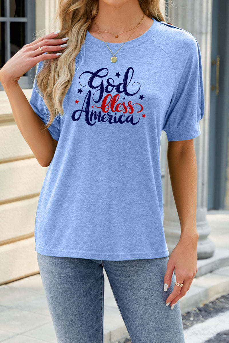 God Bless America Graphic Rayon Tee Boutique Patriotic Top