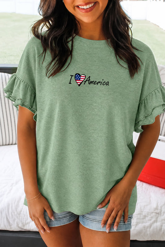 Patriotic I Love America Graphic Tee Women’s Independence Day