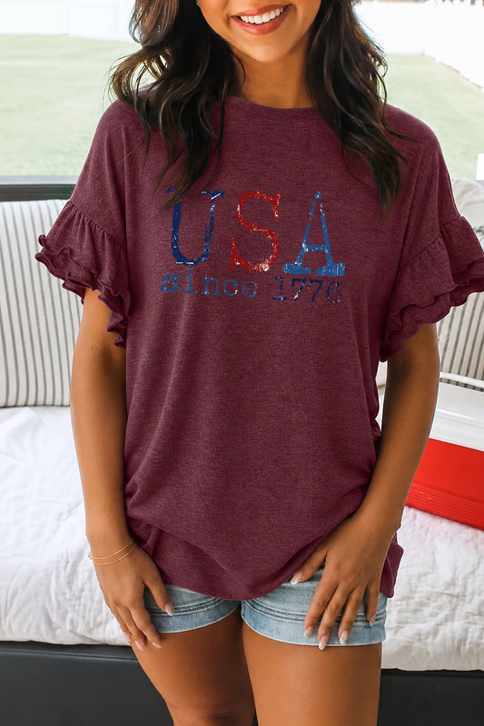 USA Since 1776 Patriotic Graphic Tee Women 4th July Top