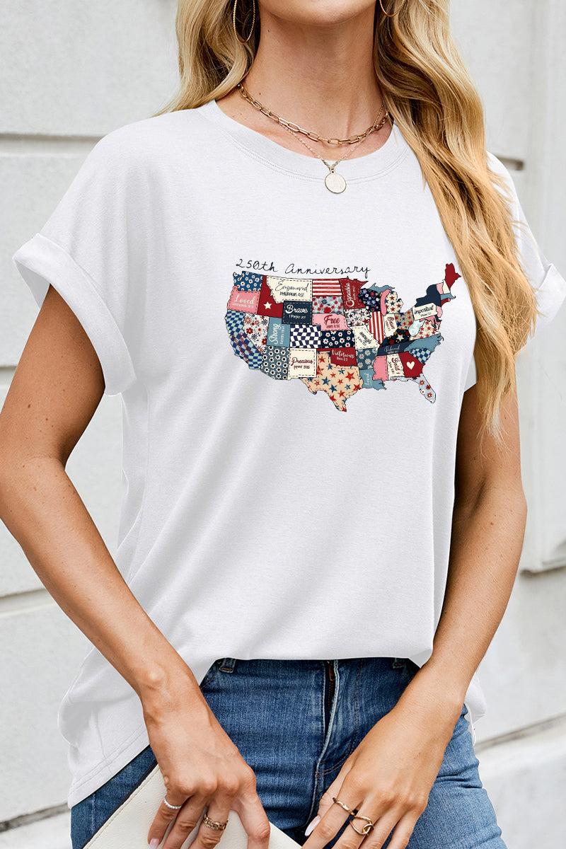 USA Map Graphic Independence Day Patriotic Tee
