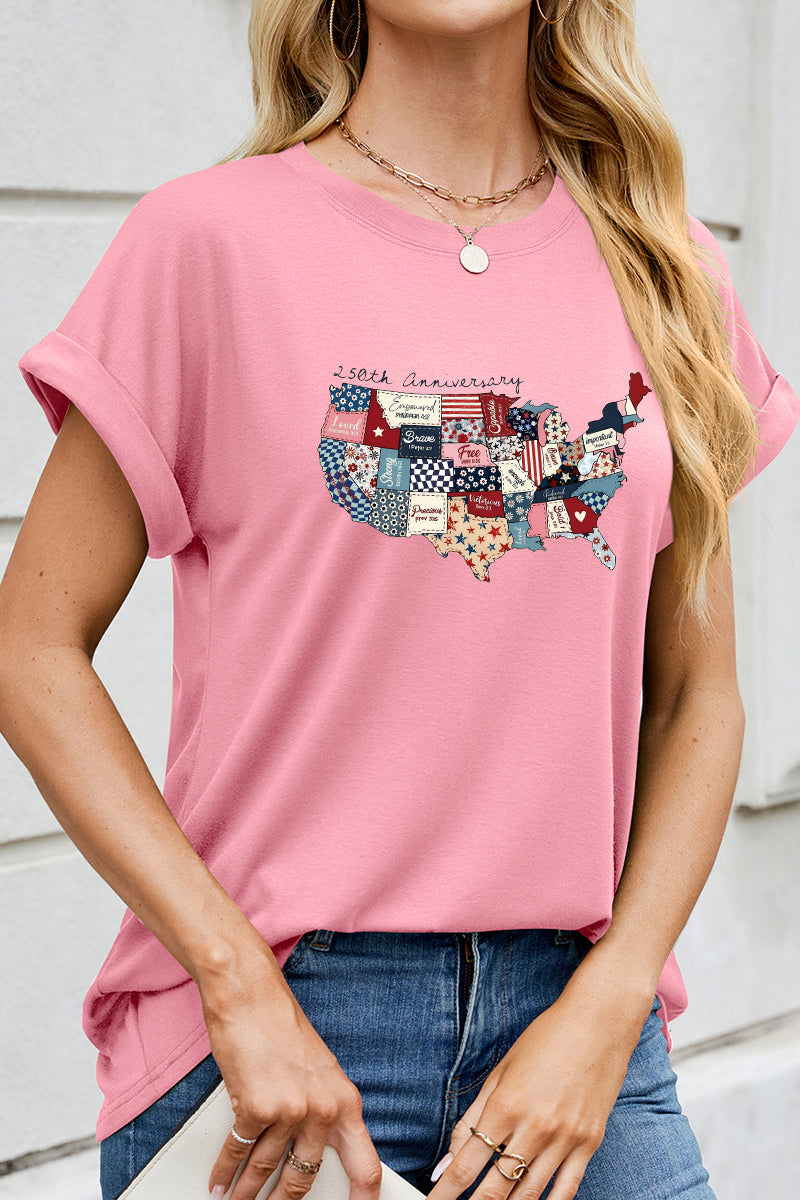 USA Map Graphic Independence Day Patriotic Tee
