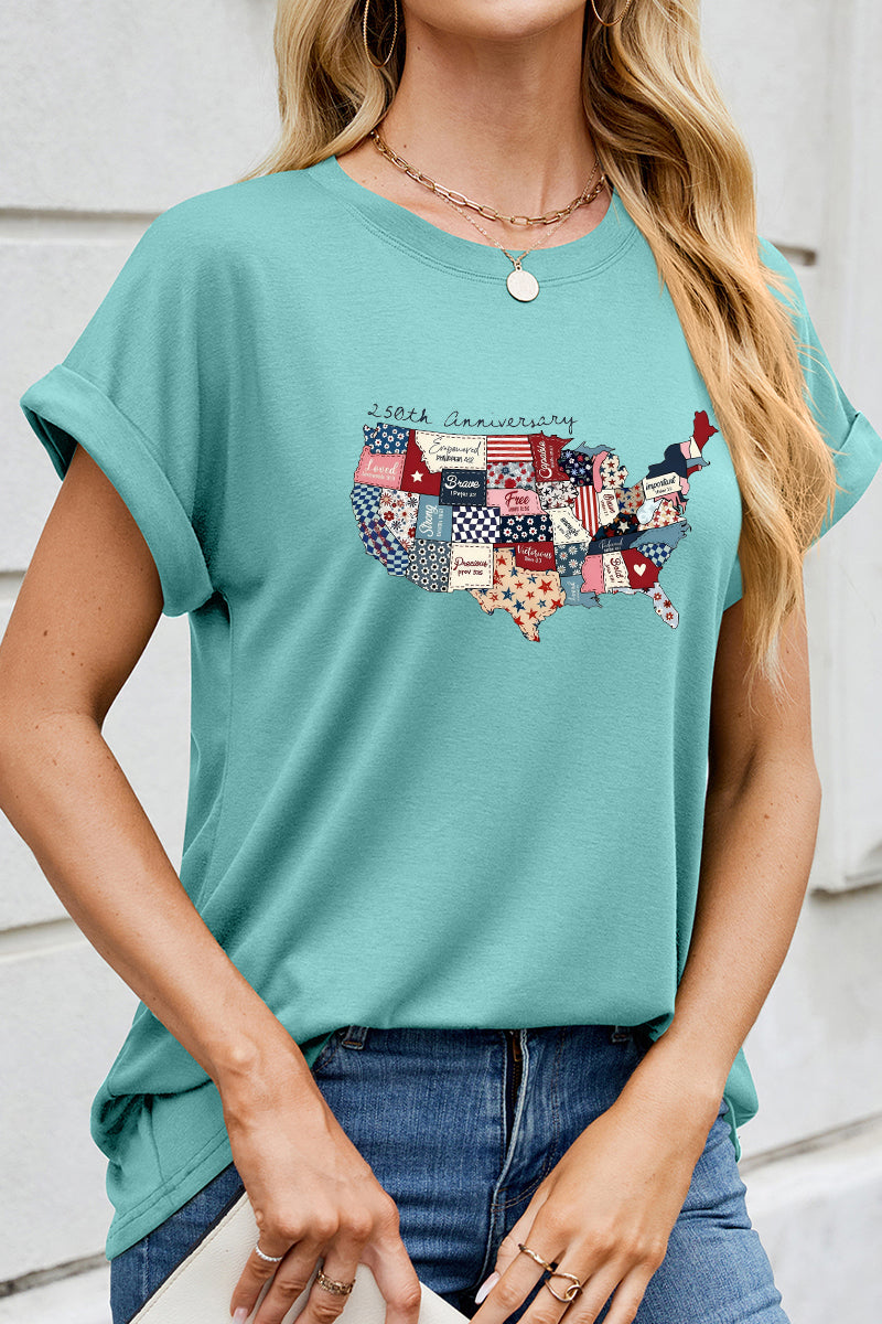 USA Map Graphic Independence Day Patriotic Tee