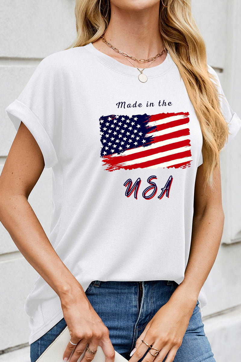 Patriotic USA Flag Independence Day Graphic Top