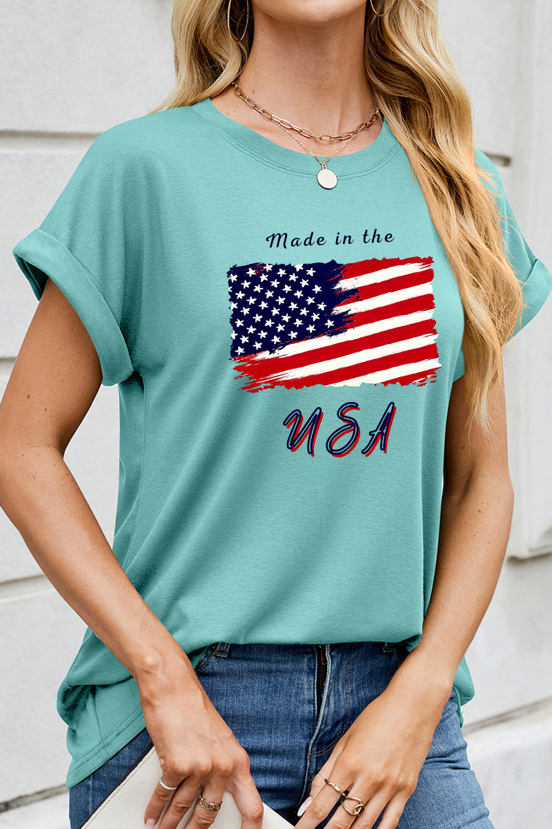 Patriotic USA Flag Independence Day Graphic Top
