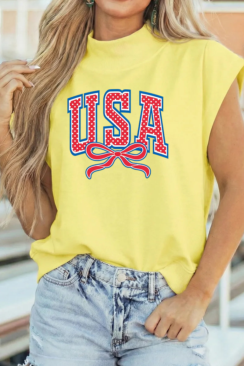 USA Flag Graphic Polyester Tee Casual Shift Relaxed Fit