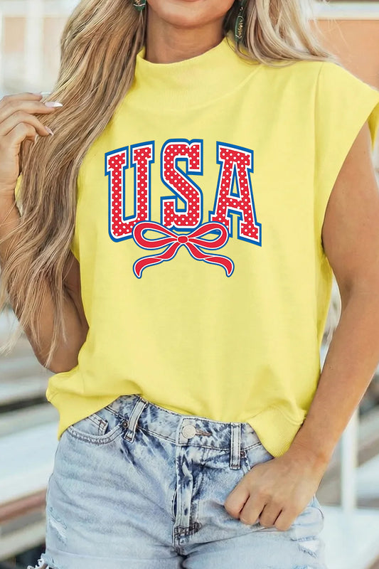 USA Flag Graphic Polyester Tee Casual Shift Relaxed Fit