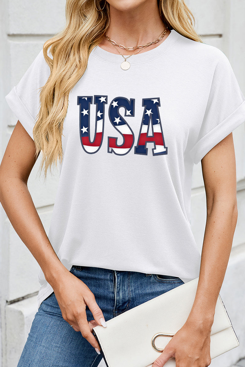 USA Stars Stripe Patriotic Independence Day Graphic Tee
