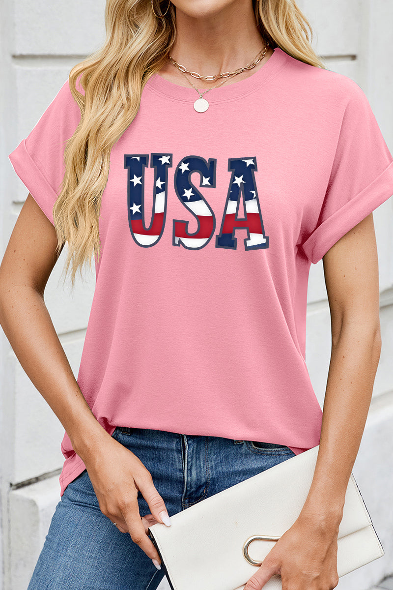 USA Stars Stripe Patriotic Independence Day Graphic Tee