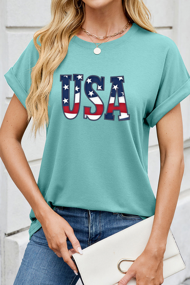 USA Stars Stripe Patriotic Independence Day Graphic Tee