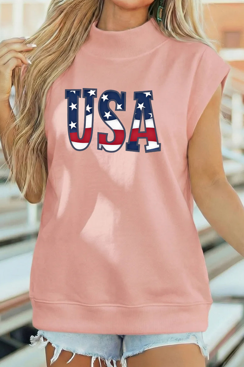 USA Cotton Graphic Tee Oversized Patriotic Summer Top
