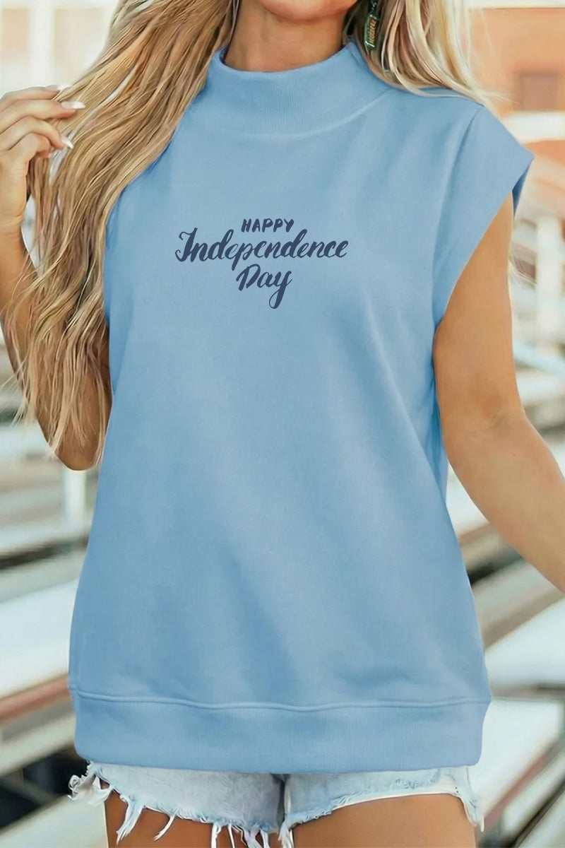 Independence Day Cotton Tee Oversized Patriotic Top