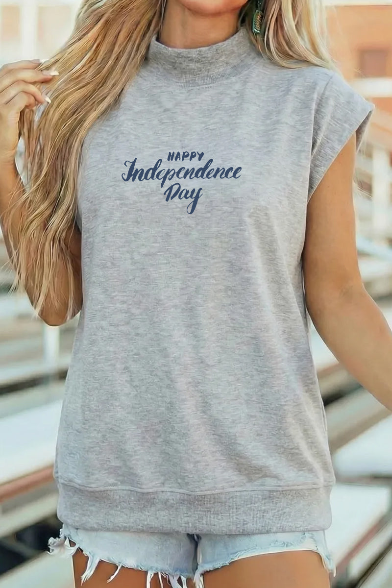 Independence Day Cotton Tee Oversized Patriotic Top