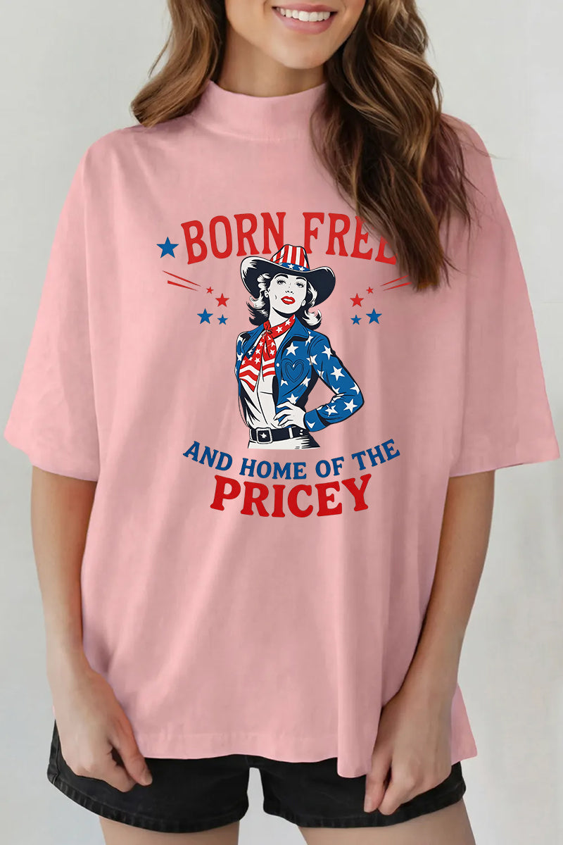Cowgirl Graphic Tee Oversized Patriotic Western Boutique