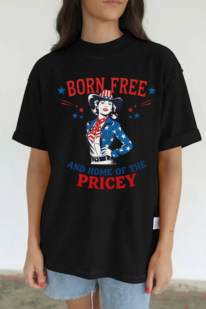 Cowgirl Graphic Tee Oversized Patriotic Western Boutique