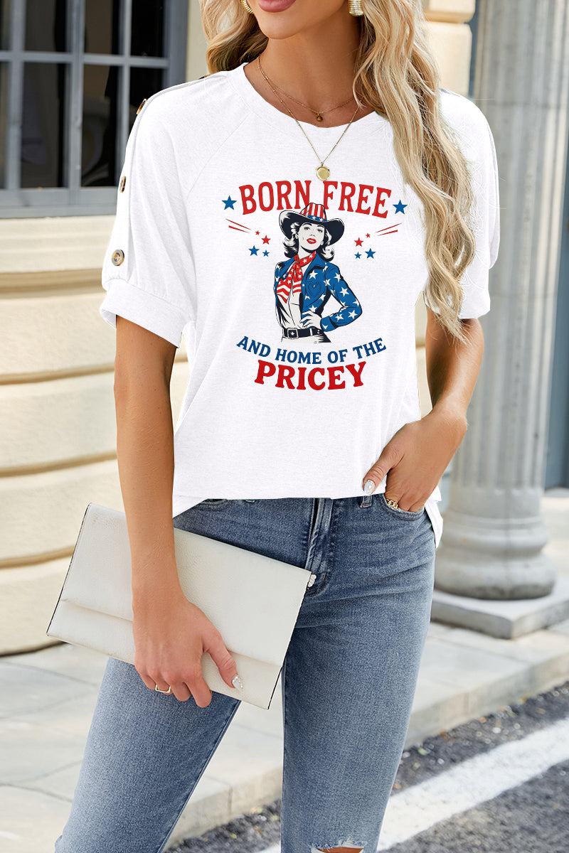 Cowgirl Graphic Rayon Tee Boutique Patriotic Independence Top