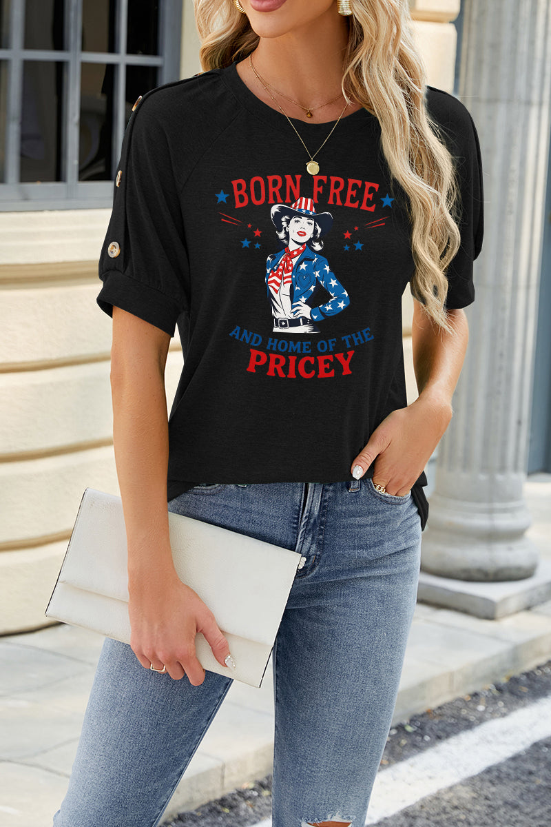 Cowgirl Graphic Rayon Tee Boutique Patriotic Independence Top