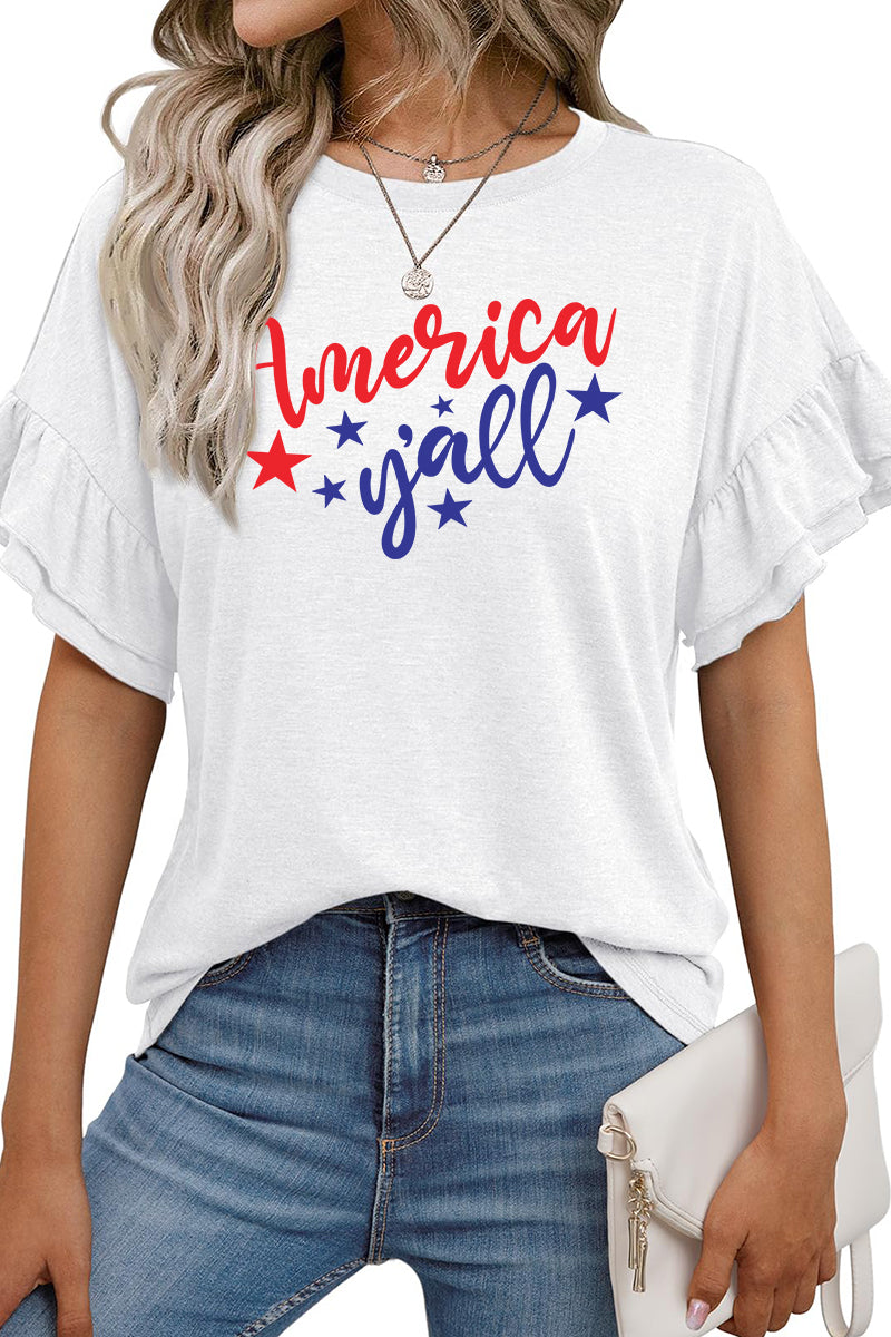 America Patriotic Graphic Tee Women Independence Day