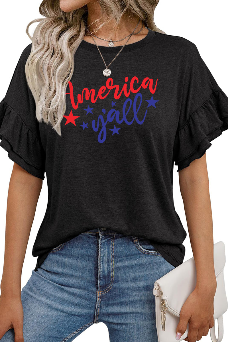 America Patriotic Graphic Tee Women Independence Day
