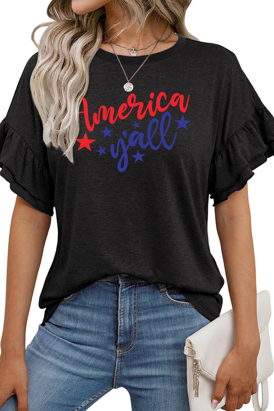 America Patriotic Graphic Tee Women Independence Day