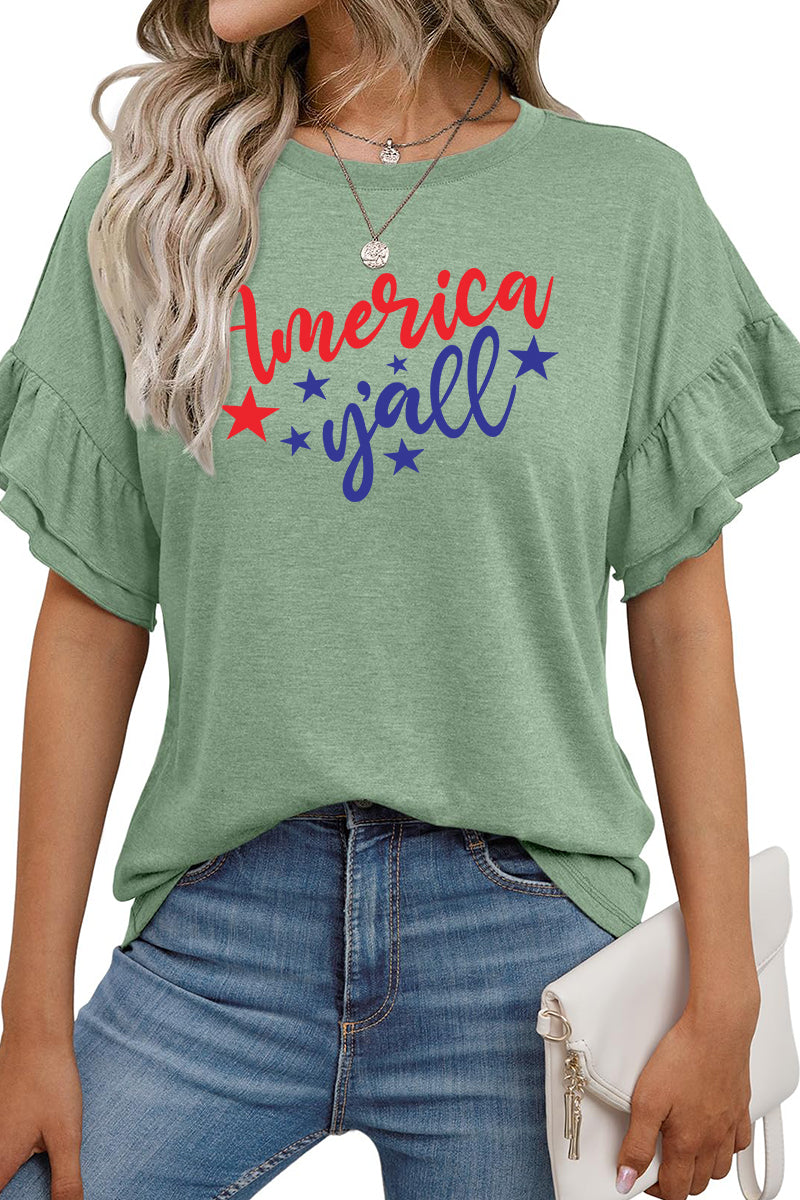 America Patriotic Graphic Tee Women Independence Day