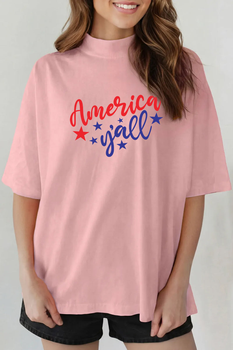 America Yall Graphic Tee Oversized Patriotic Boutique