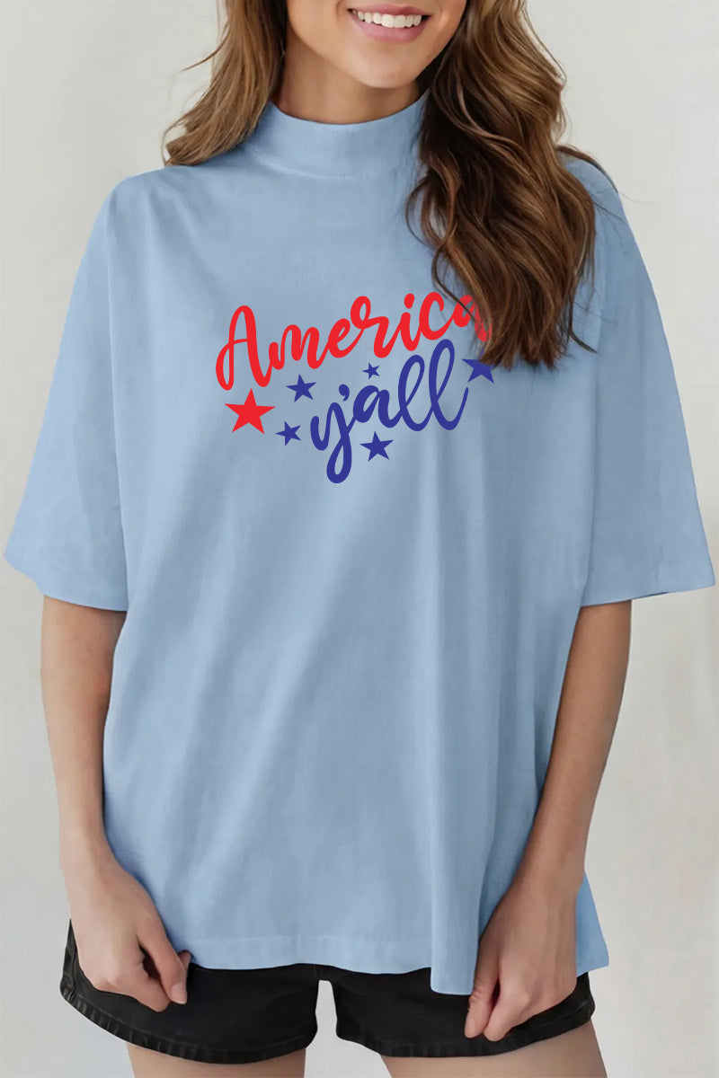 America Yall Graphic Tee Oversized Patriotic Boutique