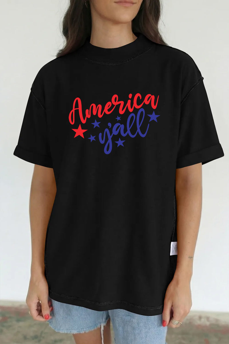 America Yall Graphic Tee Oversized Patriotic Boutique