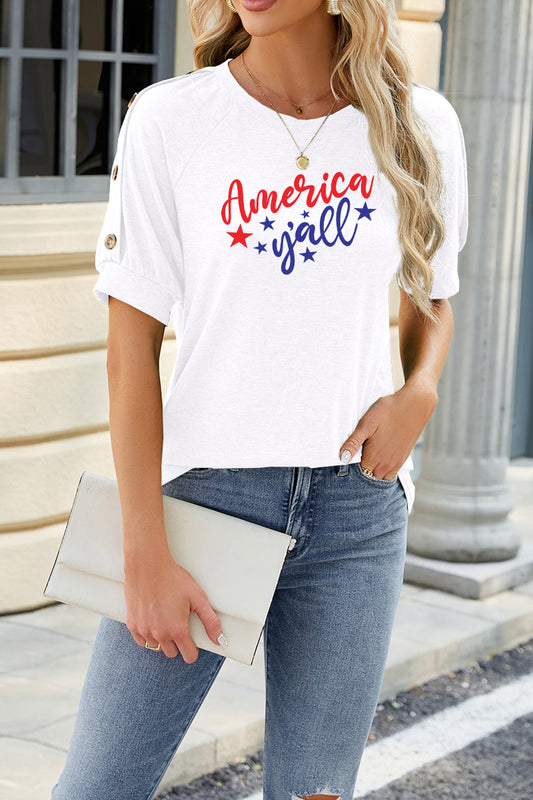 America Yall Graphic Rayon Tee Boutique Patriotic Top