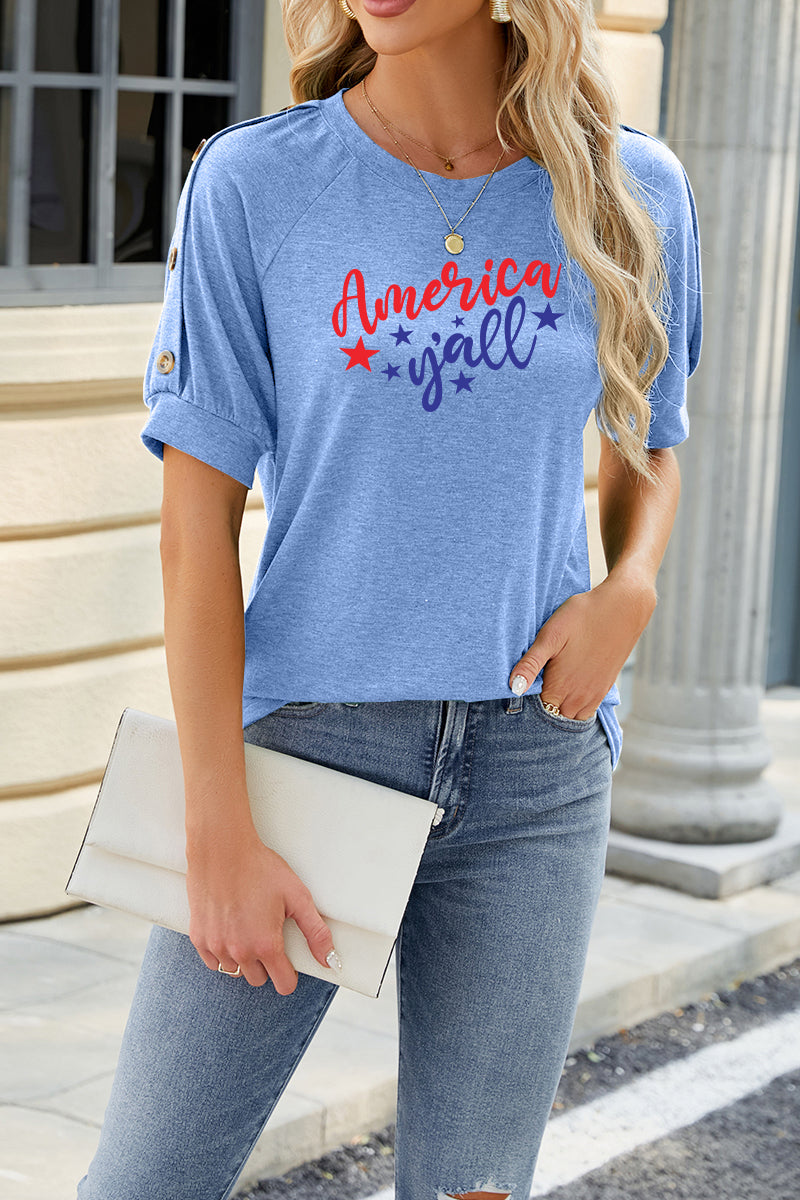America Yall Graphic Rayon Tee Boutique Patriotic Top
