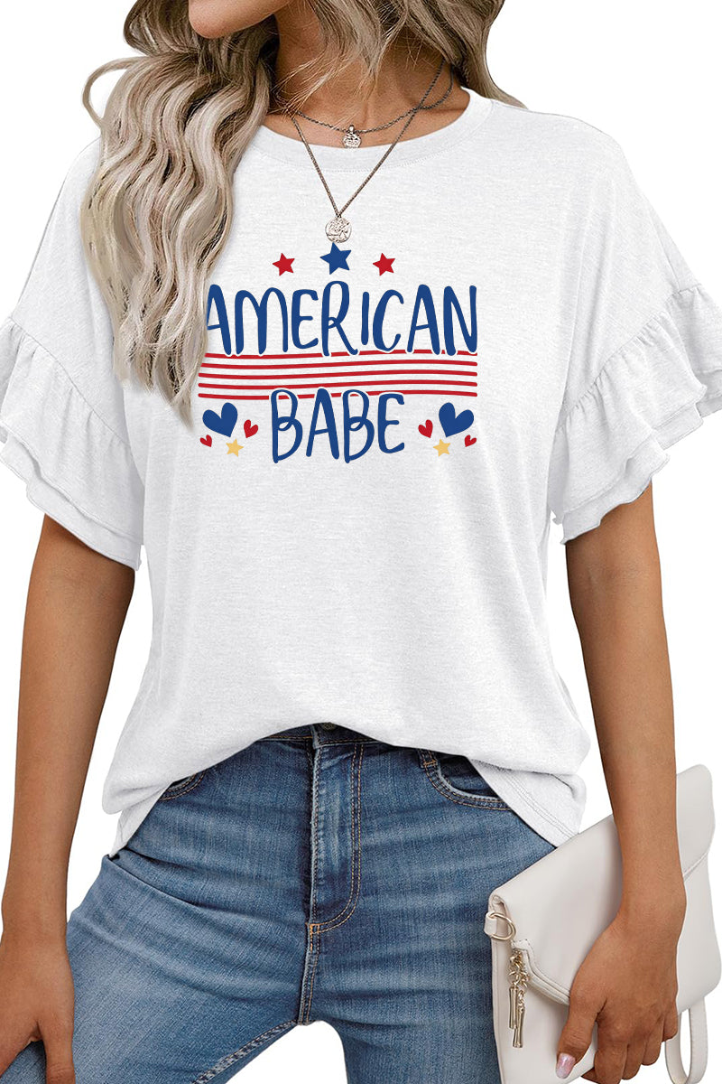 American Babe Patriotic Tee Women 4th July Graphic Top