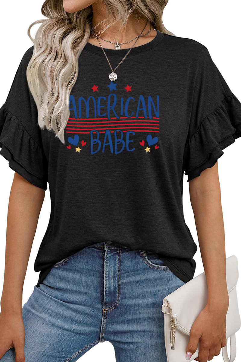 American Babe Patriotic Tee Women 4th July Graphic Top