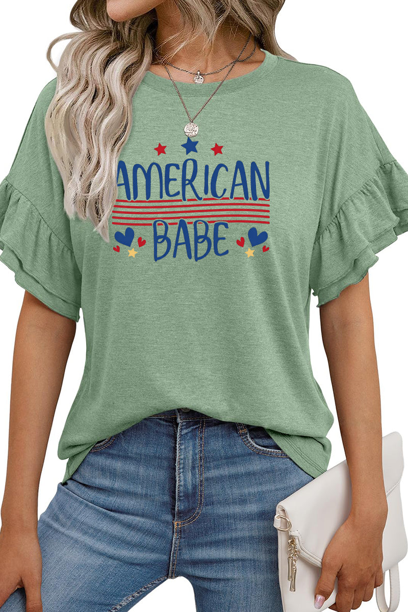 American Babe Patriotic Tee Women 4th July Graphic Top