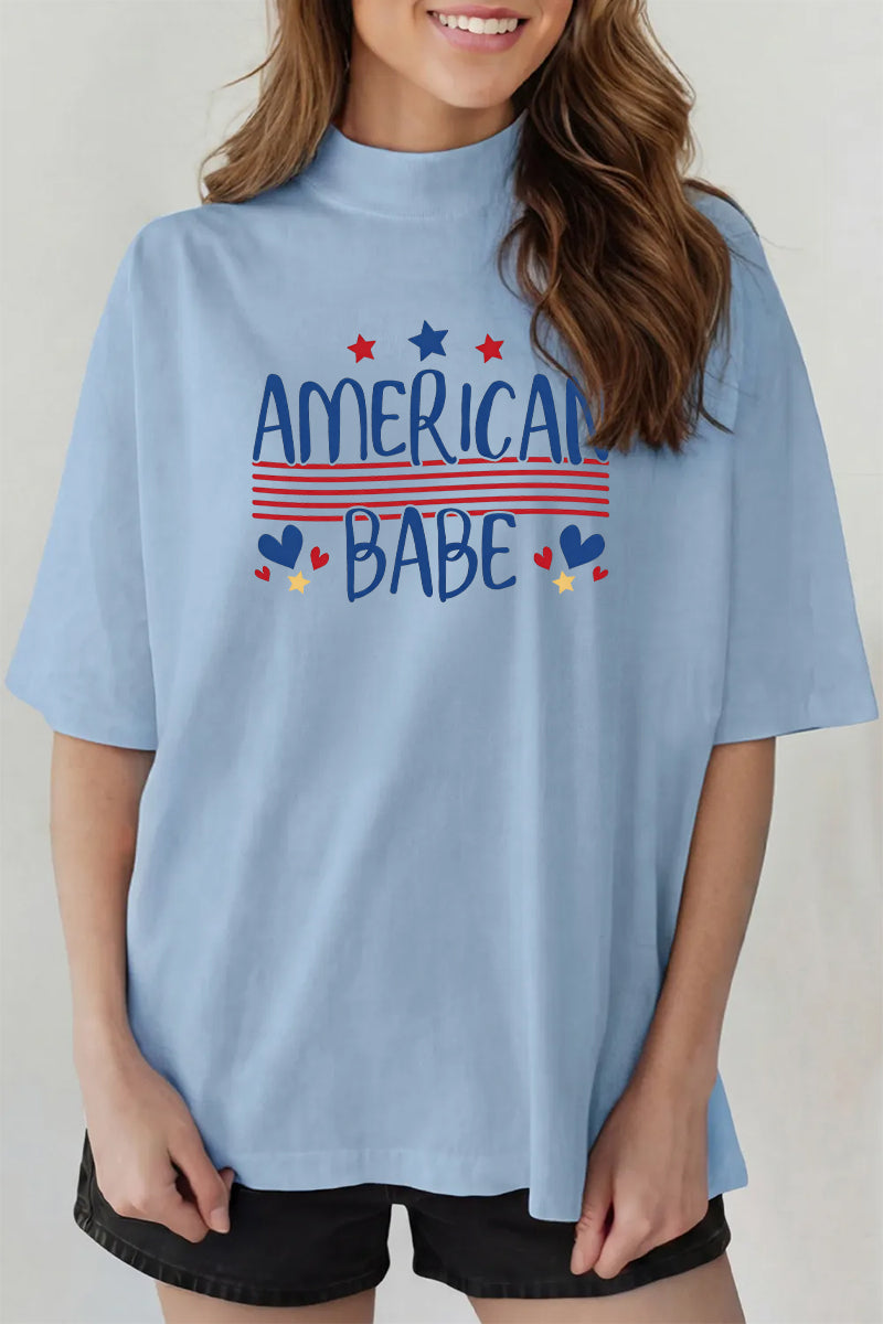 America Babe Graphic Tee Oversized Patriotic Boutique
