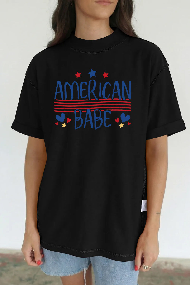 America Babe Graphic Tee Oversized Patriotic Boutique