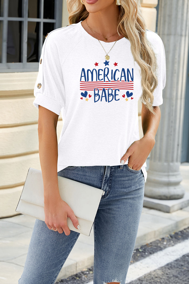 American Babe Graphic Rayon Tee Boutique Patriotic Top