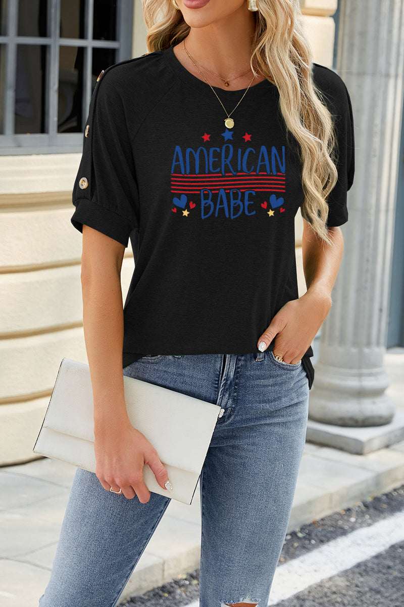 American Babe Graphic Rayon Tee Boutique Patriotic Top