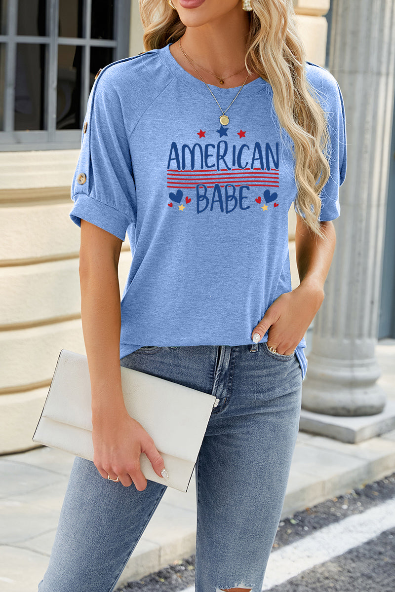 American Babe Graphic Rayon Tee Boutique Patriotic Top